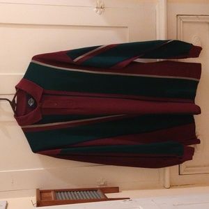 NWT Dockers burgundy, green, gray, and blue long sleeves rugby shirt Sz M